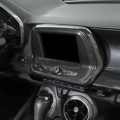 Vista 4 de Voodonala Cubierta del panel de navegación central para Chevy Camaro compatible con Chevy Camaro 2017-2023 (ABS, fibra de carbono negro, 7 pulgadas)