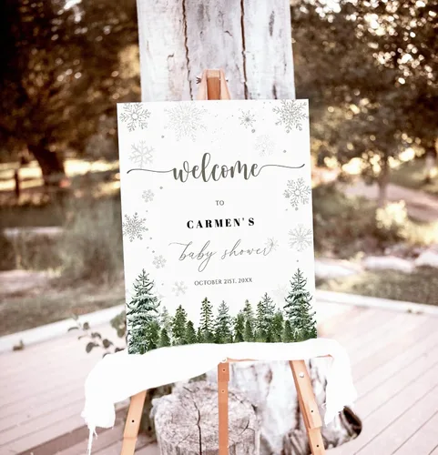 Vista 5 de Letrero de bienvenida personalizado para baby shower, Baby It's Cold Shower #8Tr