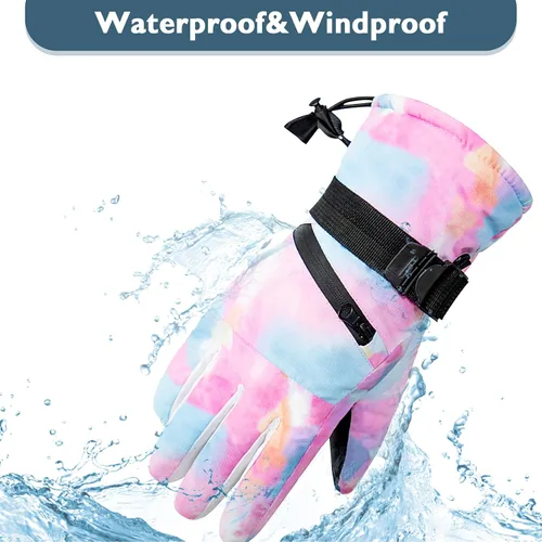 Vista 3 de Durio Guantes de esquí para hombres y mujeres, guantes de nieve impermeables para hombres y mujeres, guantes de snowboard de invierno con pantalla