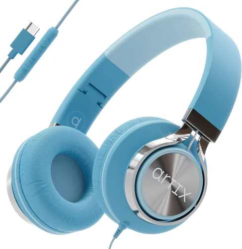 Vista 11 de Artix CL750 audífonos plegables con aislamiento de sonido, supraaurales, con cable, con micrófono y control de volumen, audífonos estéreo