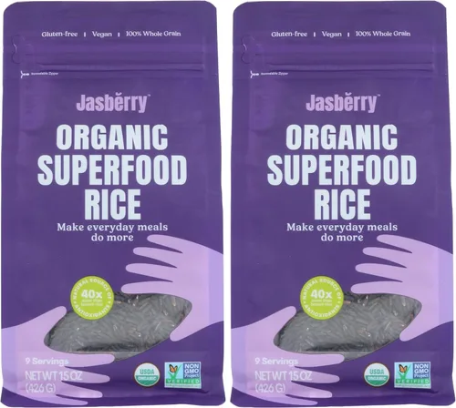 Vista 7 de Jasberry - Arroz orgánico superalimentario, arroz morado de grano entero suave y aromático, alto en antioxidantes, sin OMG, sin gluten, fácil