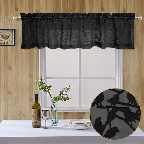 Vista 63 de OVZME Anji Clip Voile Sheer Tiers RD 2X30X36 Negro