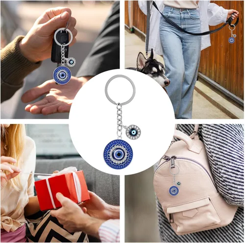 Vista 6 de Evil Eye Keychains - Boho Handbag Charms Keychains, Good Luck Evil Eye Purse Key Ring for Bag Wallet Decoration