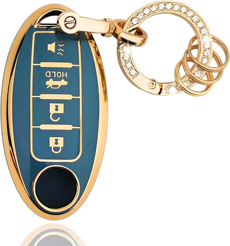Vista 8 de OLLEN Funda para llavero de TPU de 4 botones con anillo brillante, apta para Nissan Altima Sentra Maxima Murano Rogue Armada Pathfinder, funda