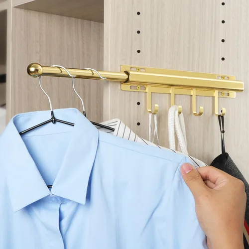 Vista 13 de BaiNong Barra de valet de 12 pulgadas para armarios Barra de valet extraíble para armario Deslizante en negro Barra de colgar extraíble para ropa