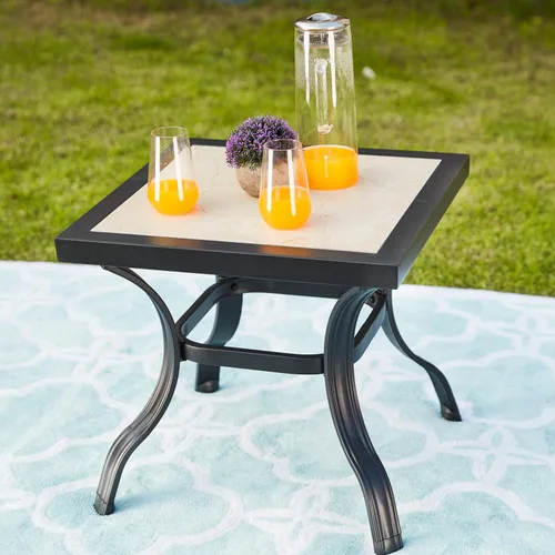 Vista 7 de LOKATSE Mecedora para patio, al aire libre, juego con mesa de café Caqui / negro