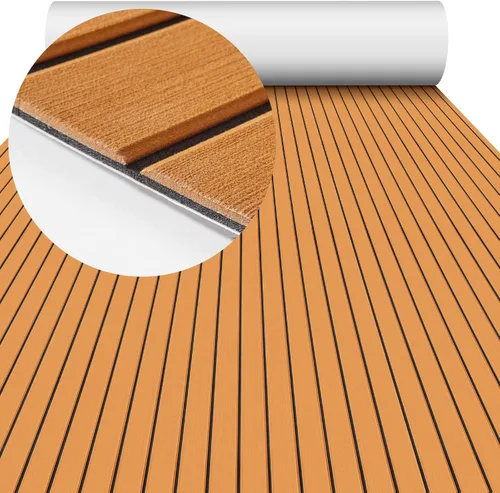 Vista 9 de Alfombra de espuma EVA para cubierta de 94 x 45/35/16 de teca sintética, antideslizante, autoadhesiva, tapete de espuma para lanchas de motor