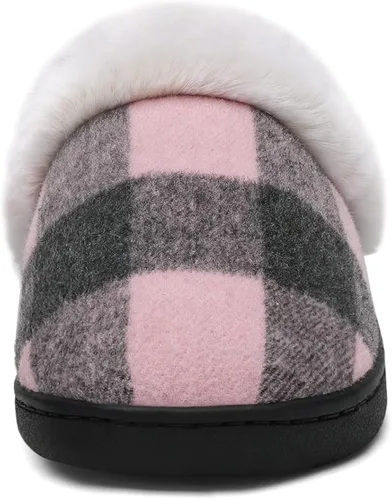 Vista 2 de HOLY WISH Fuzzy Women Memory Foam Slip-on Moccasin Washable House Slippers for Indoor and Outdoor Men's Shoes