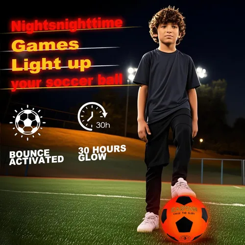 Vista 5 de Glow in The Dark Soccer Ball, Rechargeable Light up Soccer Toys, Birthday Gift for Boys and Girls 8-12, Cool Toys for Kids Outdoor Night Activity