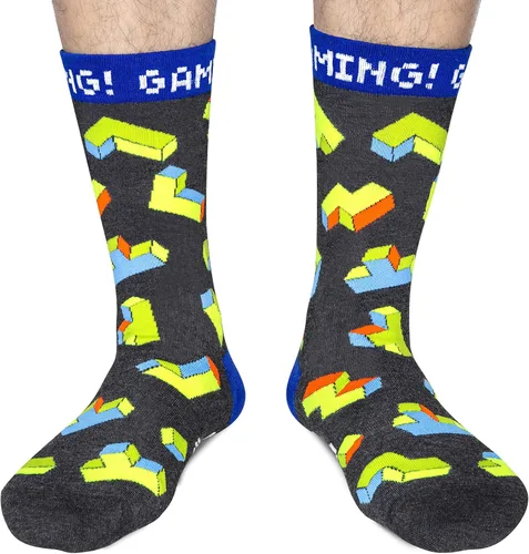 Vista 4 de Calcetines de juego para hombre, novedosos y divertidos, para la pantorrilla, color verde, regalo para jugadores, adolescentes, niños, hijos