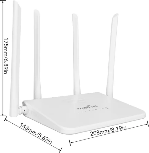 Vista 9 de Enrutador 4G LTE menos cable con ranura para tarjeta SIM, desbloquea cable móvil menos punto de acceso de fidelidad 300 Mbps con 4 antenas 5dBi