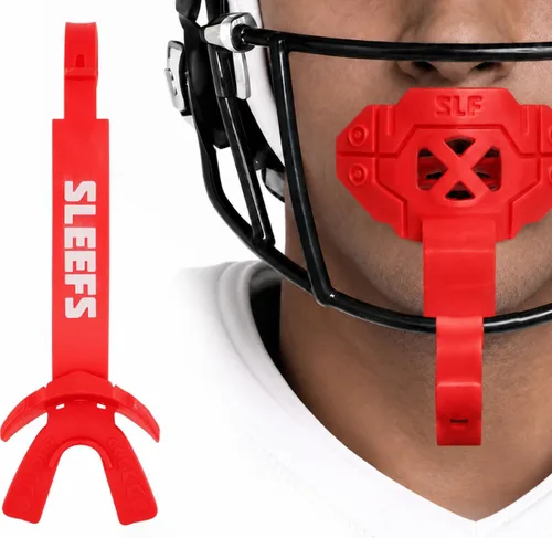 Vista 19 de SLEEFS X - Protector bucal de fútbol con correa para protección contra Negro