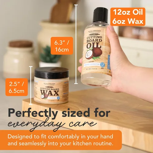 Vista 6 de CLARK'S Kit de cuidado de tabla de cortar con aceite de coco, incluye aceite de bloque de carnicero y cera, fabricado con aceite de coco refinado