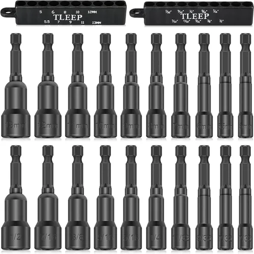 Vista 16 de Juego de tuercas de impacto de 150 mm con 1/4" 5/16" 3/8" de potencia magnética, juego de brocas de taladro hexagonal para llave de impacto, juego