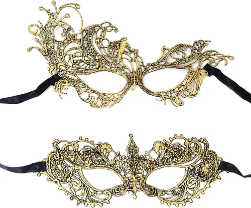 Vista 10 de Honbay 2 máscaras de encaje misteriosas y divertidas para bailes de máscaras, fiestas de Halloween, sesión de fotos