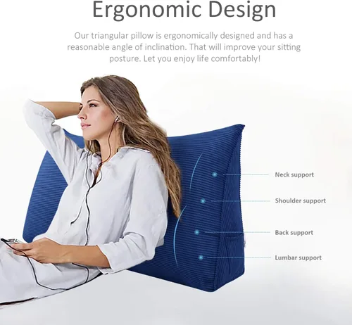 Vista 2 de WOWMAX Almohada de cuña para cabecero de cama de día, con funda extraíble, sin botones, tamaño matrimonial