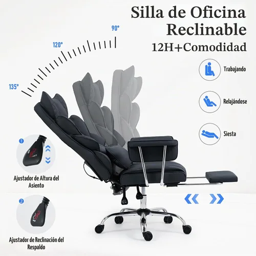 Vista 8 de DYHOME Silla de oficina de masaje reclinable, 500 libras, masaje de Negro
