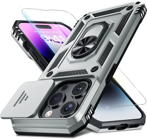 Vista 64 de Janmitta Funda para iPhone 8 Plus/7 Plus/6 Plus, Cubierta de Teléfono con Cubierta Deslizante Integrada para Lente de Cámara + Protector