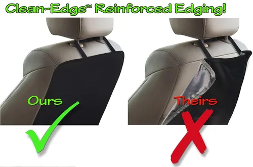 Vista 2 de Premium Clean-Edge Kick Mat, cobertor para asiento de auto con tiras invisibles y bordes rígidos, L, Negro