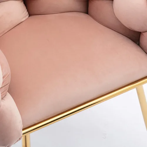 Vista 6 de Juego de 2 sillas simples de terciopelo de lujo, silla de acento moderna, taburete de tocador para dormitorio, hogar, mesa de manicura (rosa)