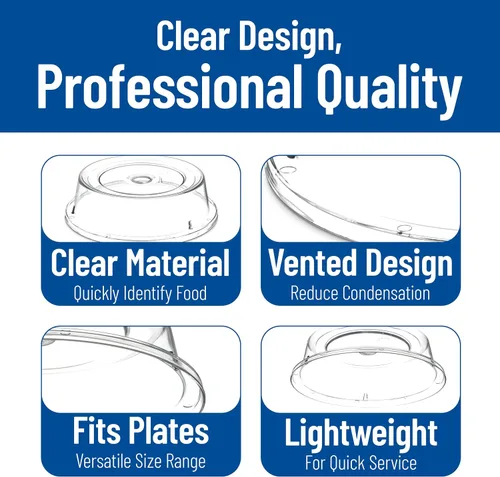 Vista 4 de Carlisle FoodService Products Cubierta plástica comercial de la placa, 8-11/16" a 9-1/8", transparente, grande
