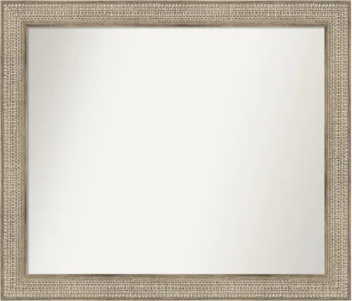 Vista 141 de Amanti Art Espejo de baño plateado para sobre fregadero, 26 x 26 pulgadas, espejo cuadrado de níquel pulido, marco de madera tradicional mediano, se