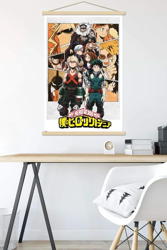 Vista 5 de Trends International Hero Academia-Characters - Póster de pared con marco magnético, 22.375 x 34 pulgadas, paquete de impresión prémium y colgador