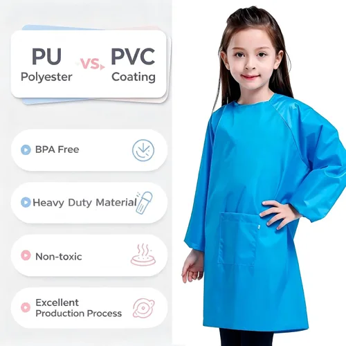 Vista 6 de Delantal de pintura para niños, impermeable, para niñas y niños de 2 a 12 años Full Coverage to Knee