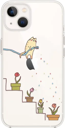Vista 14 de Blingy's Funda para iPhone 14, bonito patrón de cerezas, estilo tropical, diseño tropical, funda protectora transparente de TPU suave de 6.1 Cerezas