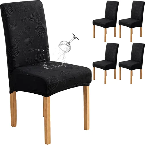 Vista 16 de Genina - Juego de 2 fundas impermeables para sillas de comedor, fundas para sillas de cocina, color beige
