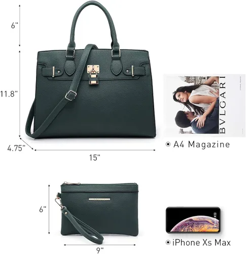 Vista 4 de Bolso de mano y bolsos para mujer con asa superior de avestruz bolsa de trabajo con cartera