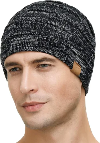Vista 3 de Vgogfly Slouchy Beanie for Men Winter Hats for Guys Cool Beanies Mens Lined Knit Warm Thick Skully Stocking Binie Hat