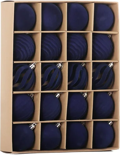 Vista 9 de Adornos de terciopelo de 3.15 pulgadas para árbol de Navidad, juego de 12 Azul empolvado