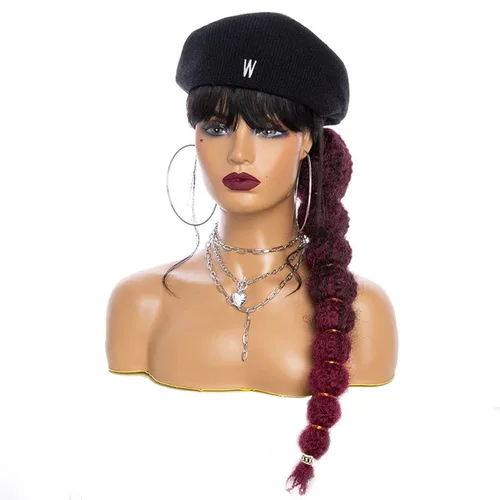 Vista 13 de Extensión de cola de caballo afro rizada con burbuja para mujeres negras de 18 pulgadas de largo, cola de caballo con cordón natural negro, clip