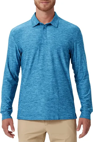 Vista 8 de NAVISKIN Camisas polo de manga larga para hombre, camisas de golf con cuello UPF 50 SPF para hombre, secado rápido, absorbe la humedad