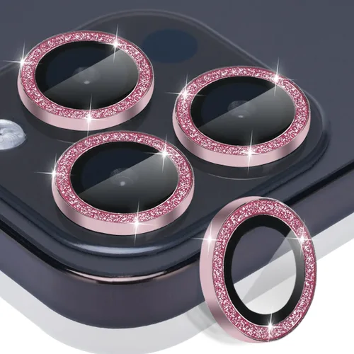 Vista 19 de Protector de lente de cámara para iPhone 15 Pro Max, protector de lente de vidrio templado con anillo de aleación de aluminio, compatible con iPhone