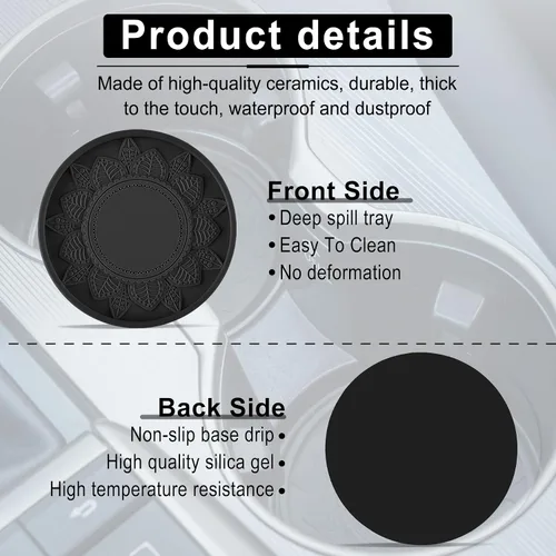 Vista 3 de SINGARO - Posavasos para tazas de automóvil, 4 soportes de silicona integrados en portavasos decorativos, soportes universales antideslizantes