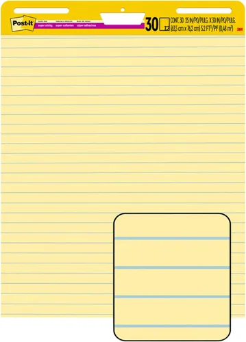 Vista 10 de Post-it rotafolio de 25 x 30 pulgadas, papel amarillo con líneas, rotafolio con 30 hojas, Amarillo