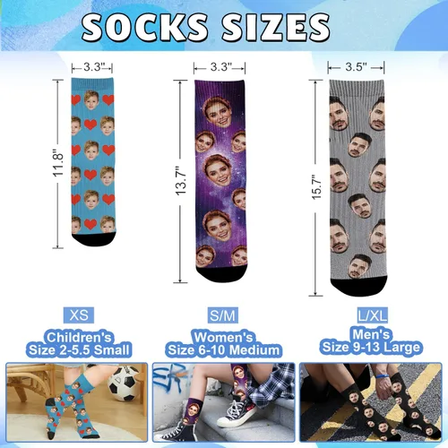 Vista 5 de Dreamdecor Calcetines divertidos personalizados con foto, calcetines divertidos personalizados para hombres, mujeres y niños