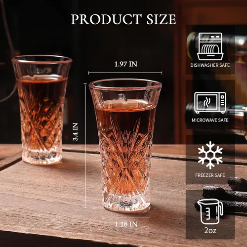 Vista 4 de Paquete de 6 vasos de chupito a granel con base pesada de 2 onzas pequeñas vasos de chupito para vodka, whisky, tequila, expreso, juego de licor