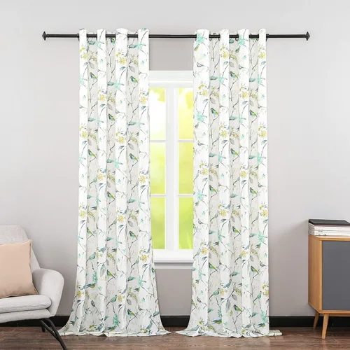 Vista 13 de Leeva Cortinas de bloqueo de luz de 45 pulgadas de largo para dormitorio, paneles de cortina de lino sintético para ventana, tratamiento decorativo