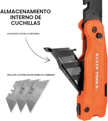 Vista 5 de Klein Tools 44306 FLICKBLADE - Cuchillo utilitario plegable 2 en 1 y raspador con almacenamiento de cuchillas integrado, posiciones de bloqueo