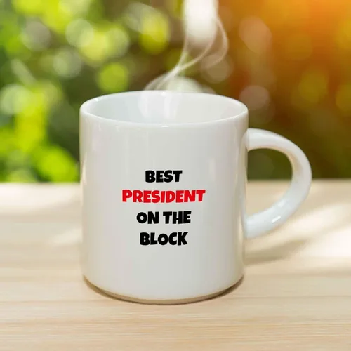 Vista 3 de Taza de café Best President On The Block, divertida idea de regalo para familiares, amigos, compañeros de trabajo, taza de cerámica, cumpleaños