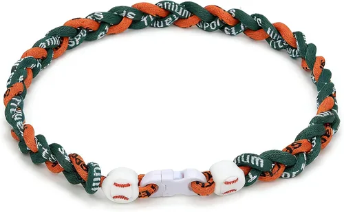 Vista 8 de Collar de béisbol de 18 pulgadas, regalos de goteo de béisbol, collares deportivos de tres trenzas, collares de titanio Tornado de cuerda deportiva