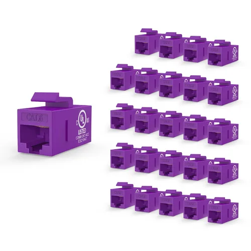 Vista 12 de VCE Acoplador Keystone CAT6 con certificación UL, paquete de 25 unidades, acoplador Ethernet hembra a hembra, acoplador RJ45 para CAT6/CAT5e/CAT5