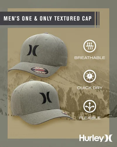 Vista 23 de Hurley Gorras para hombre - One & Only Flexfit Textures Cap - Sombreros ajustados para hombre, S-XL