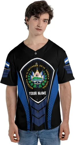Vista 6 de Personalizado El Salvador Camiseta De Béisbol, Camisa Personalizada Hombres Orgullosos Camisetas De La Bandera De El Salvador, Camisas Del Salvador