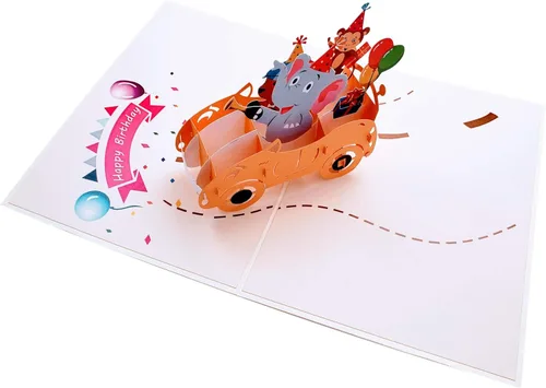 Vista 3 de iGifts And Cards Tarjeta emergente de fiesta de cumpleaños de la selva de 5 x 7 pulgadas – Divertido saludo 3D de celebración de animales