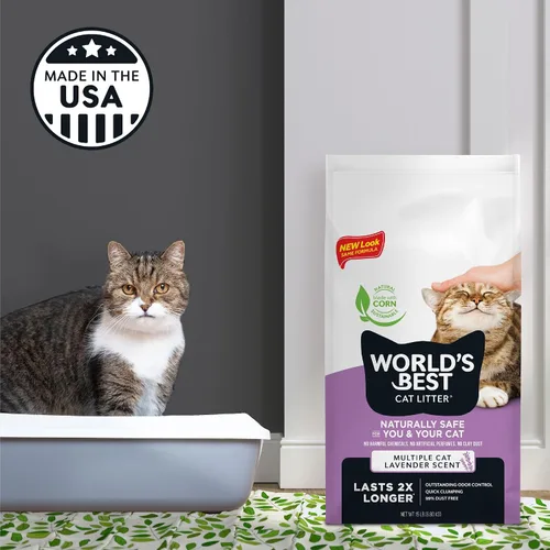 Vista 5 de World's Best Cat Litter Lavanda, control de olores de larga duración, bolsa