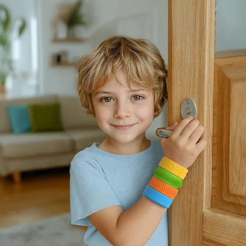 Vista 9 de Paquete de 6 juguetes sensoriales para ansiedad, pulseras de silicona texturizada, juguetes sensoriales para niños, herramienta calmante
